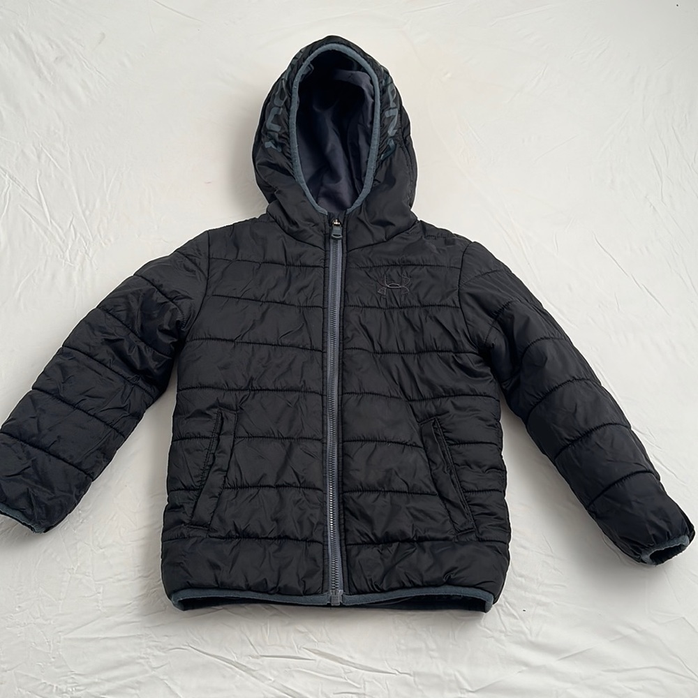 Under Armour black full zip puffer coat with hood